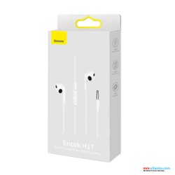 Baseus Encok 3.5mm lateral in-ear Wired Earphone H17 White
