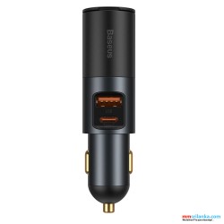Baseus U+C 120W Share Together Fast Charge Car Charger with Cigarette Lighter Expansion Port Gray