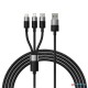 Baseus StarSpeed 1-for-3 Fast Charging Data Cable USB to M+L+C 3.5A 1.2m Black (6M)