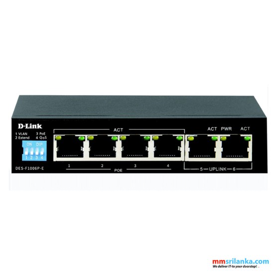 D-Link 6-Port 10/100 Long Range PoE+ Surveillance Switch (2Y)