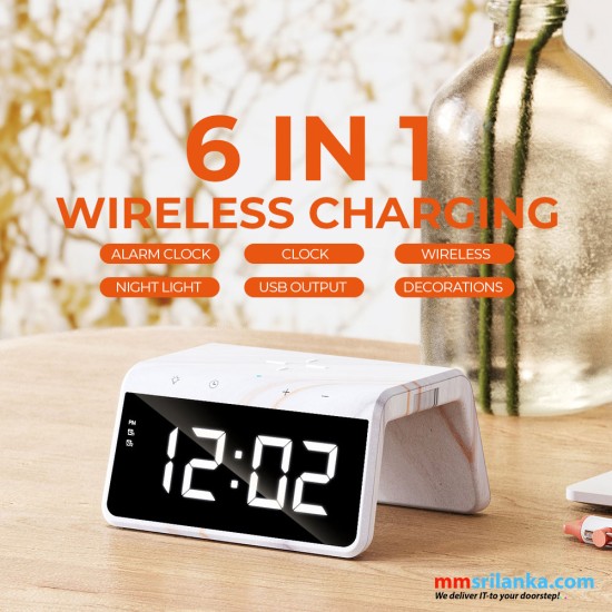 HAVIT W320 6 IN 1 Wireless Charger with alarm clock and ambient light (1Y)
