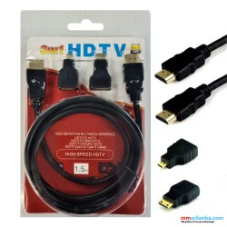  3 In 1 HDTV High Speed HD Cable 3D 1.4V 1080P, HDMI to HDMI Mini, HDMI Micro, Adapter Converter Kit