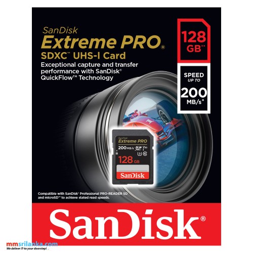 SanDisk 128GB Extreme PRO UHS-I SDXC 200 MB/s Memory Card (5Y)