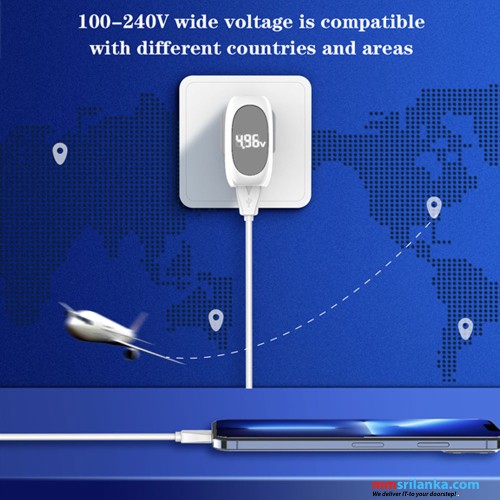 LDNIO A2522C 30W LED Display PD+QC 3.0 Fast Charger with Type-C to Type-C Cable