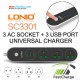 LDNIO SC3301 3 Power Socket + 3 USB Extension Power Cord (6M)