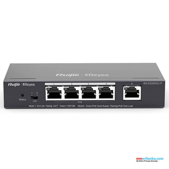 Ruijie RG-ES205GC-P, 5-Port Gigabit Smart Cloud Mananged PoE Switch (3Y)