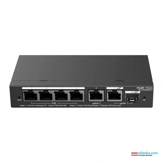 RUIJIE RG-ES206GS-P, 6-Port Gigabit Smart Cloud Managed PoE Switch