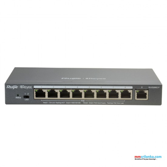 Ruijie RG-ES209GC-P, 9-Port Gigabit Smart Cloud Managed PoE Switch (3Y)