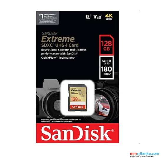 SanDisk Extreme 128GB 180MBS SDXC Memory Card (1Y)