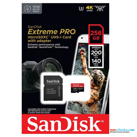 SANDISK EXTREME PRO MICRO SDXC 256GB 200MBS ADAPTER (1Y)