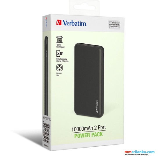 VERBATIM 10000mAh 2 Port Power Pack (1Y)