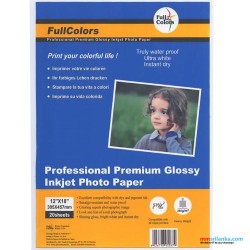 Fullcolors Professional Premium Glossy 12''x18'' 260gsm Inkjet Photo Paper 20 Sheets Pack 