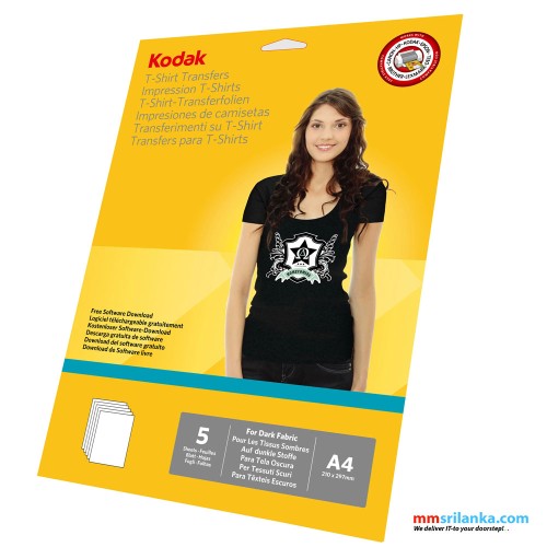 KODAK Dark T-shirt Transfers A4 size 5 sheets