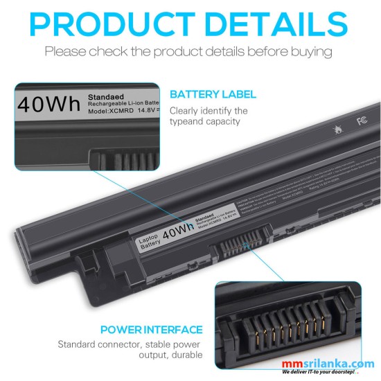Dell LXHY 40WH XCMRD Laptop Battery Compatible with Dell Inspiron 3000 5000 3521 3543 3421 5721 5537 17-3721 15-3537 5521 Latitude 3440 3540 N121Y Y1G4M 312-1387 XRDW2 YGMTN (6M)
