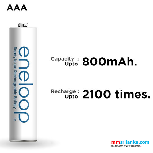 Panasonic Eneloop 800mAh AAA Rechargeable 2 Batteries in One pack