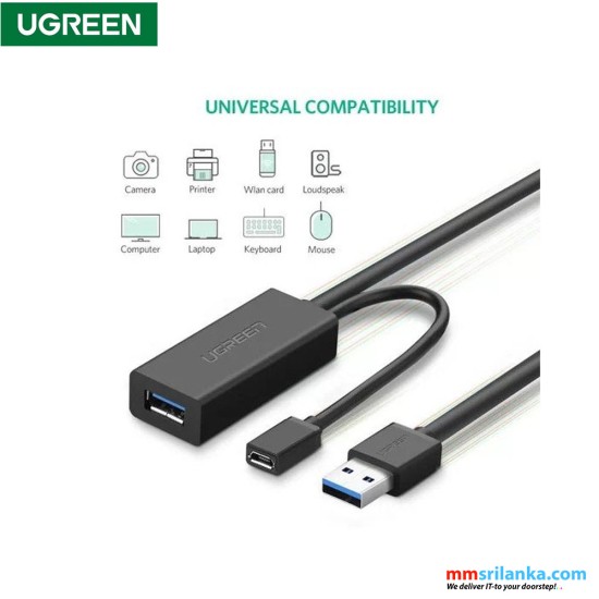 UGREEN USB Active Extension Cable USB 3.0 Male to Female with Signal Amplifier Repeater for Printers 10M