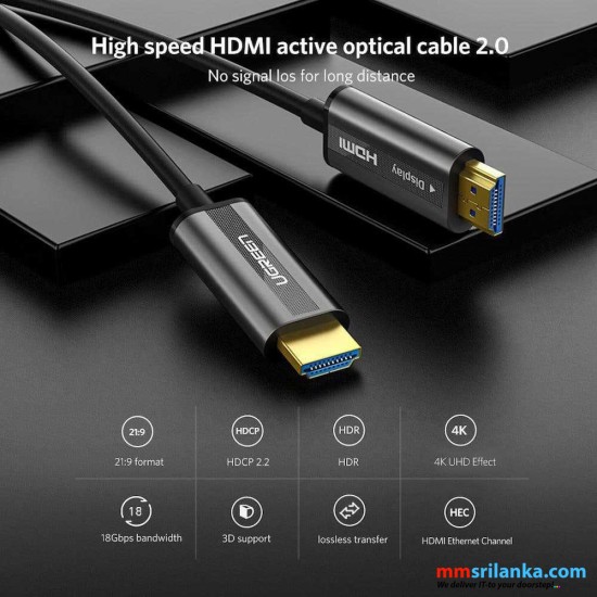 UGREEN HDMI Zinc Alloy optical Fiber Cable 30m