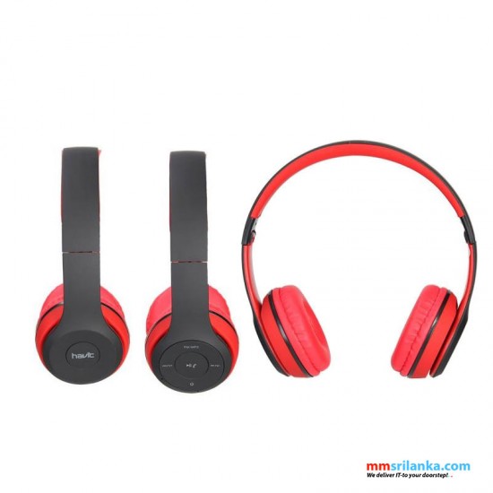 Havit H2575BT Black-Red Bluetooth Headphone with Built-in FM Radio (6M)