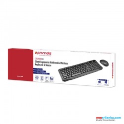 Promate Sleek Ergonomic Multimedia Wireless Keyboard & Mouse
