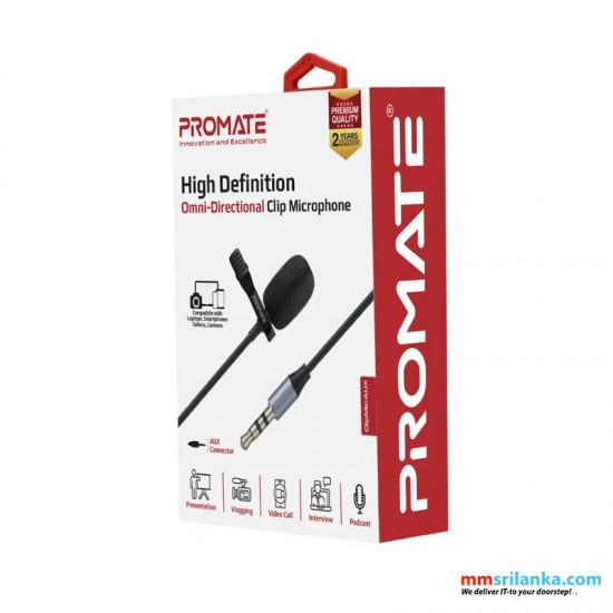 Promate High Definition Omni-Directional Clip Microphone (1Y)