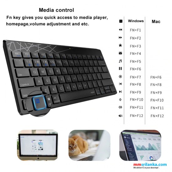 Rapoo 8000M Multi-mode Wireless Keyboard Mouse Combo Switch Between Bluetooth & 2.4G Connect 3 Devices For Computer/Phone