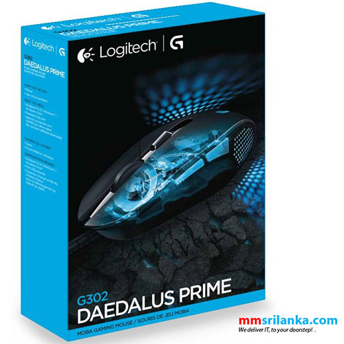 Logitech G302 Daedalus Prime Moba 910-004205 Black 6 Buttons 1 x Wheel USB  Wired Delta Zero sensor 4000 dpi Gaming Mouse