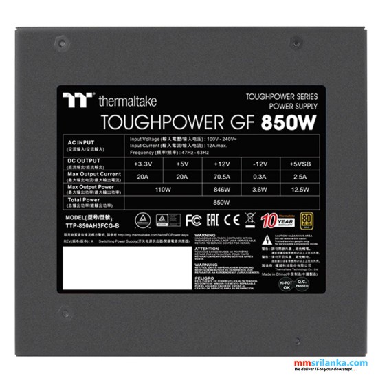 Thermaltake Toughpower GF 850W 80 Plus Gold Power Supply