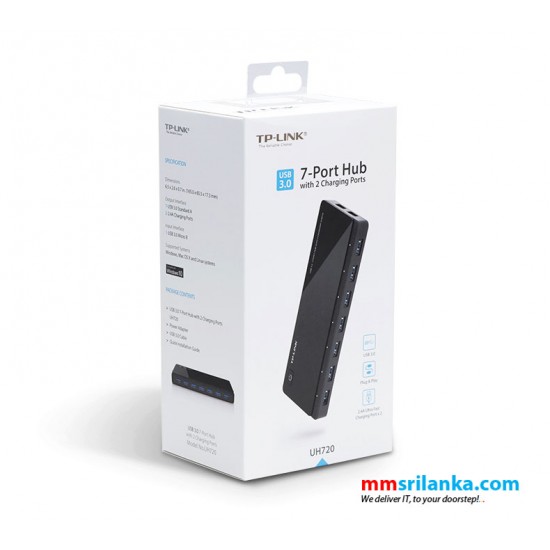 TP-LINK UH720 USB 3.0 7-Port Hub with 2 Exclusive Smart Charging Ports Optimally Charge Your iOS (iPad/iPhone) and Android (Tablet/Phone), Supports Windows, Mac OS X and Linux Systems