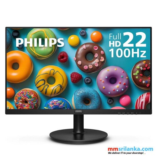 PHILIPS 22 inch Thin Full HD Monitor, 100Hz Refresh Rate, VESA, HDMI x1, VGA x1, Low Blue Mode, (3Y)