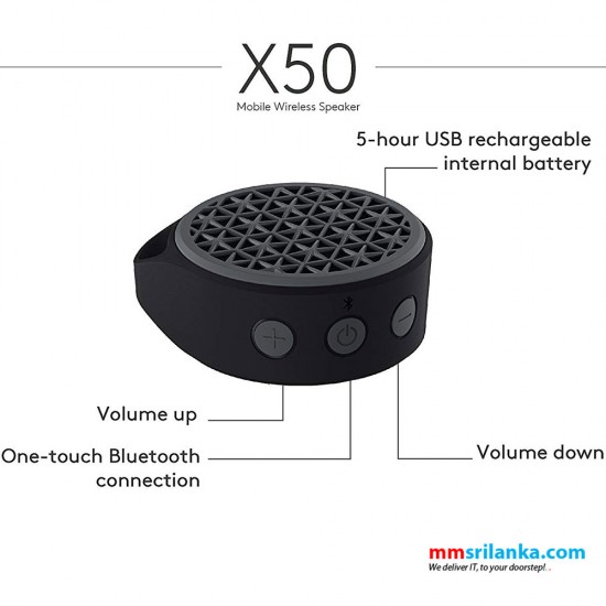 Logitech X50 Bluetooth Wireless Speaker, small and mobile