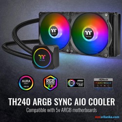 Thermaltake TH240 ARGB Motherboard Sync Edition AMD /Intel LGA1200 Ready All-in-One Liquid Cooling System 240mm High Efficiency Radiator CPU Cooler