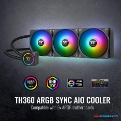 Thermaltake TH360 ARGB Motherboard Sync Edition AMD/Intel LGA1200 Ready All-in-One Liquid Cooling System 360mm High Efficiency Radiator CPU Cooler