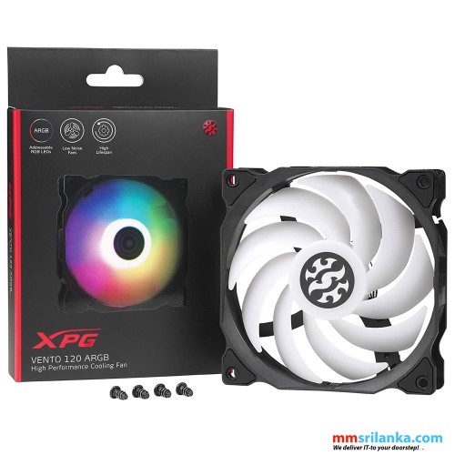 XPG Vento 120mm RGB High Performance Rifle Bearing Low Noise Long-Life PC Case Cooling Fan, Single