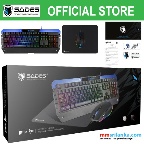 SADES Battle Ram Gaming Combo Set (Keyboard + Mouse + Mousepad)