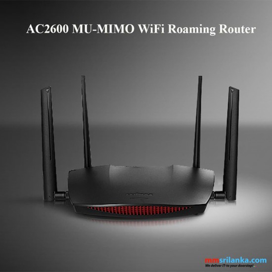 Edimax Gemini Smart Wi-Fi 5 AC2600 Gaming Router, MU-MIMO, Dual-Band, Gigabit Ethernet, Ultra Long Range, Beam Forming, Smart Roaming Enabled (1Y)