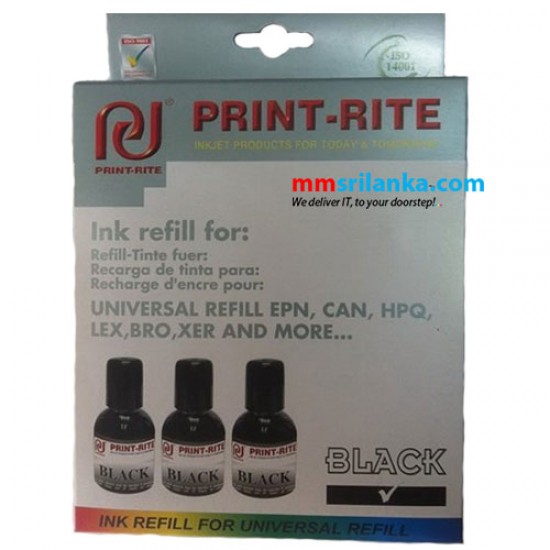 PRINT RITE Black - 3 Refill Kit + Head Cleaner