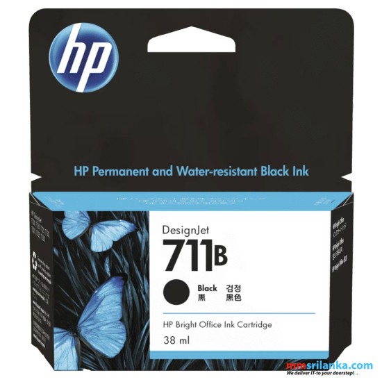 HP 711B 38-ml Black DesignJet Ink Cartridge for T120/T520
