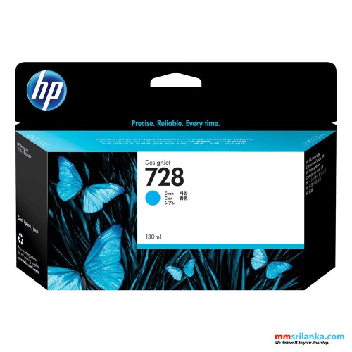 HP 728 130-ml Cyan DesignJet Ink Cartridge