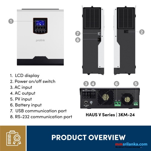 Prolink [3KVA | 3000W | MPPT] Hybrid Off-Grid Solar Inverter Power Supply Pure Sine Wave Haus