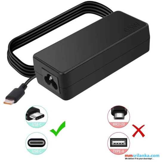 Lenovo 65W USB Type C Adapter Laptop Charger for Lenovo ThinkPad T480 T480s T490 T580 X280 X380 E580 L380 L480 20V 3.25A