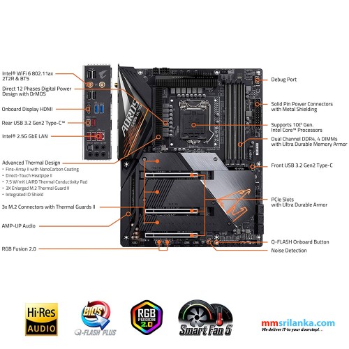 GIGABYTE Z490 AORUS Ultra (Intel LGA1200/Z490/ATX/Intel 2.5G LAN/3xM.2 Thermal Guard/SATA 6Gb/s/USB 3.2 Gen 2/Intel Wi-Fi 6//Realtek ALC1220-VB/RGB Fusion/Gaming Motherboard)