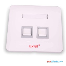 ExTell Face Plate, Right-angle, 90°Entry, 86 * 86, Snap-In, with Shutter, 2-Port, white