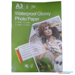 A3 Super Glossy High Water Resistant Photo Paper 180gsm for all inkjet Printers - Pack of 20 Sheets