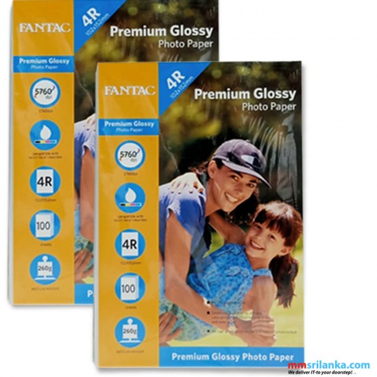 FANTAC 4R Premium Glossy 270g 100 sheets Photo Paper Pack