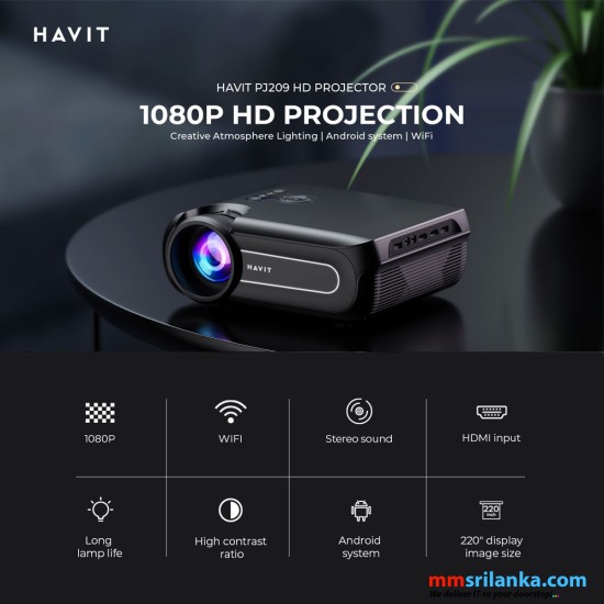 HAVIT PJ209 1080P HD Projection Projector (1Y)