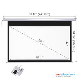 VEGA 100 Inch 16:9 HD Electric Motorized Projector Screen – White