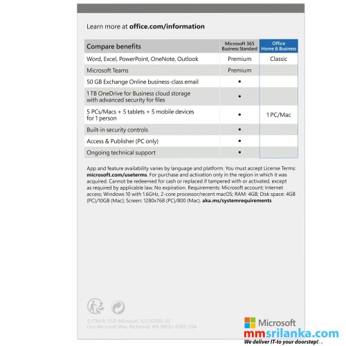 Microsoft Office Home and Business 2021 English APAC EM Medialess