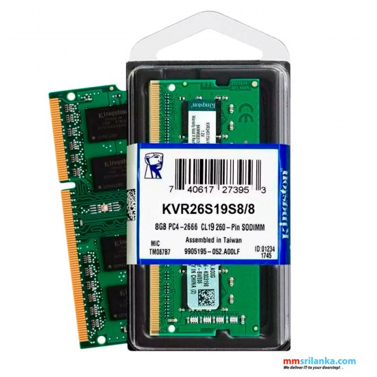 Kingston KVR26S19S8/8 Valueram - DDR4 - 8 GB - SO-DIMM 260-Pin - 2666 MHz Laptop RAM