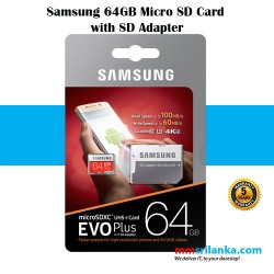 Samsung 64GB MicroSDXC EVO Plus Memory Card with Adapter Class 10