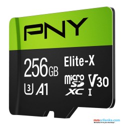PNY 256GB Elite-X Class 10 U3 V30 microSD Flash Memory Card